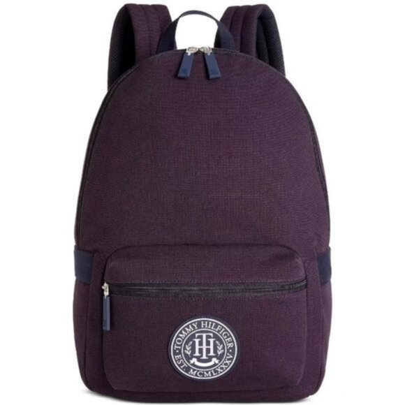 Tommy Hilfiger Sean Canvas Logo Graphic Backpack Navy NWT - Picture 2 of 4